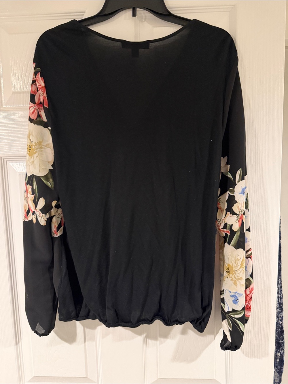 INC International Concepts Black Floral Surplice Blouse - Picture 5 of 5